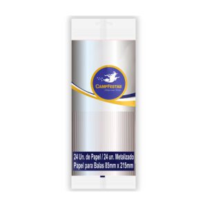 Papel de Bala 1 Franja Metalizado - Pacote com 24 Folhas Seda / 24 Metalizado