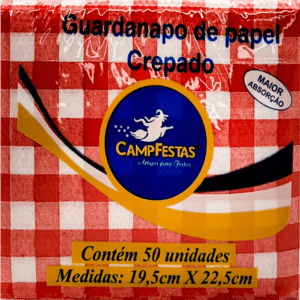 Guardanapos de Papel Crepado Xadrez Verde Vermelho - 50 folhas