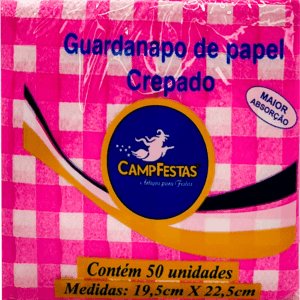 Guardanapos de Papel Crepado Xadrez Pink - 50 folhas