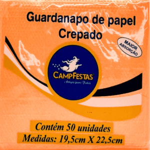 Guardanapos de Papel Crepado Laranja Candy - 50 folhas