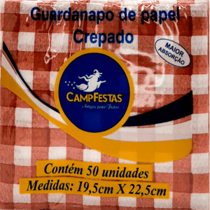 Guardanapos de Papel Crepado Xadrez Marrom - 50 folhas