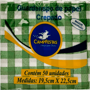 Guardanapos de Papel Crepado Xadrez Verde Bandeira - 50 folhas